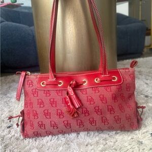 DOONEY & BOURKE RED MONOGRAM SHOULDER BAG
